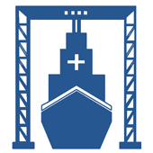 Icon of ship medical outfitting blue